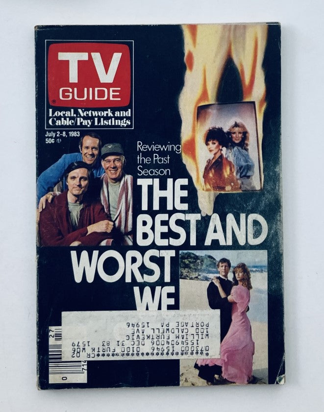 TV Guide Magazine July 2 1983 cover featuring 'The Best and Worst We Saw' with images of popular TV characters and stars from the 1980s.
