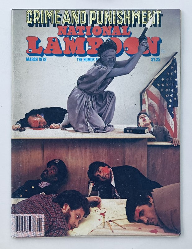 Cover of VTG National Lampoon Magazine, March 1978 issue titled 'The Maltese Canary,' featuring a satirical artwork portraying a humorous courtroom scene.