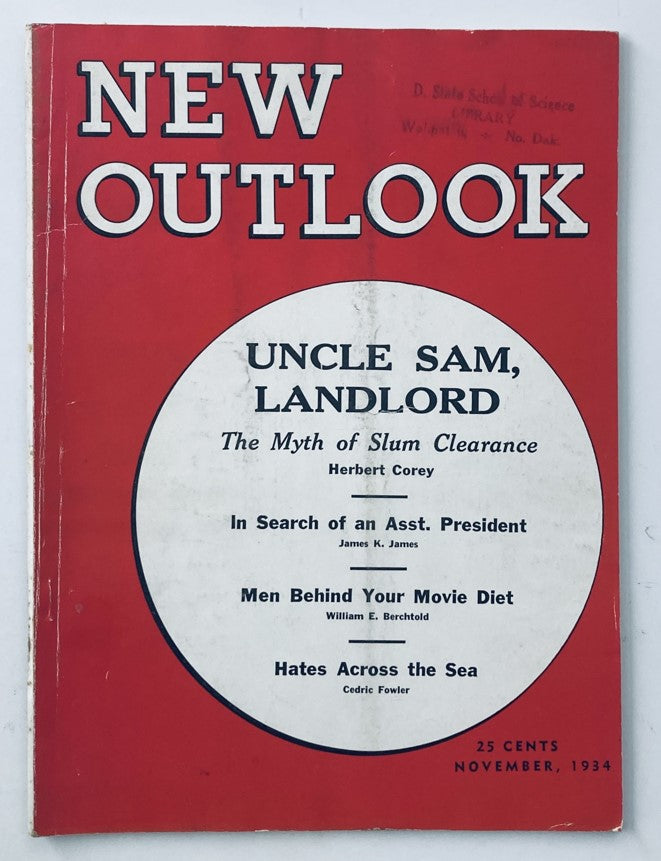 Vintage New Outlook Magazine November 1934 Uncle Sam, Landlord No Label