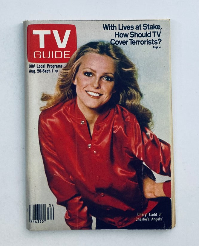 TV Guide Magazine cover from August 26, 1978, featuring Cheryl Ladd, highlighting the show's discussion on media coverage of terrorism.