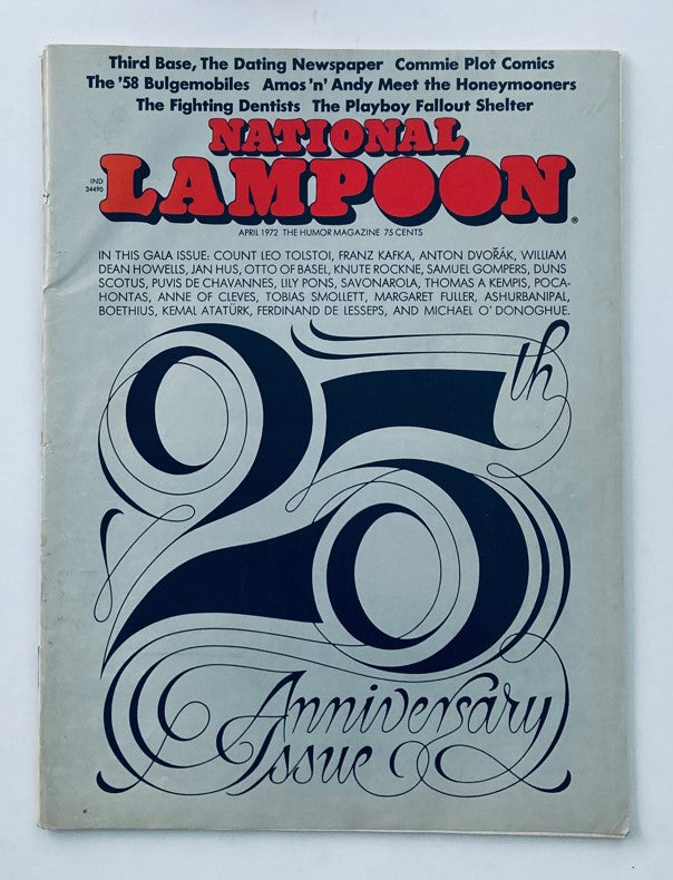 Vintage National Lampoon Magazine April 1972 featuring iconic cover design and details showcasing the anniversary issue.