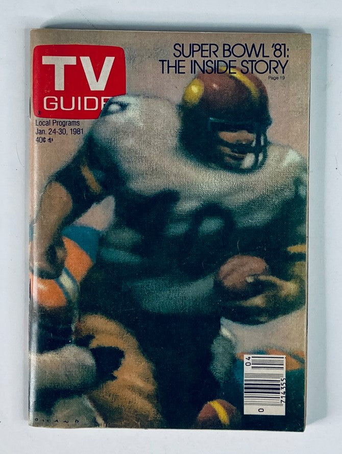 TV Guide Magazine January 24 1981 #1452 featuring Super Bowl '81 Nashville edition, showcasing football players on the cover, a collectible piece of sports history.