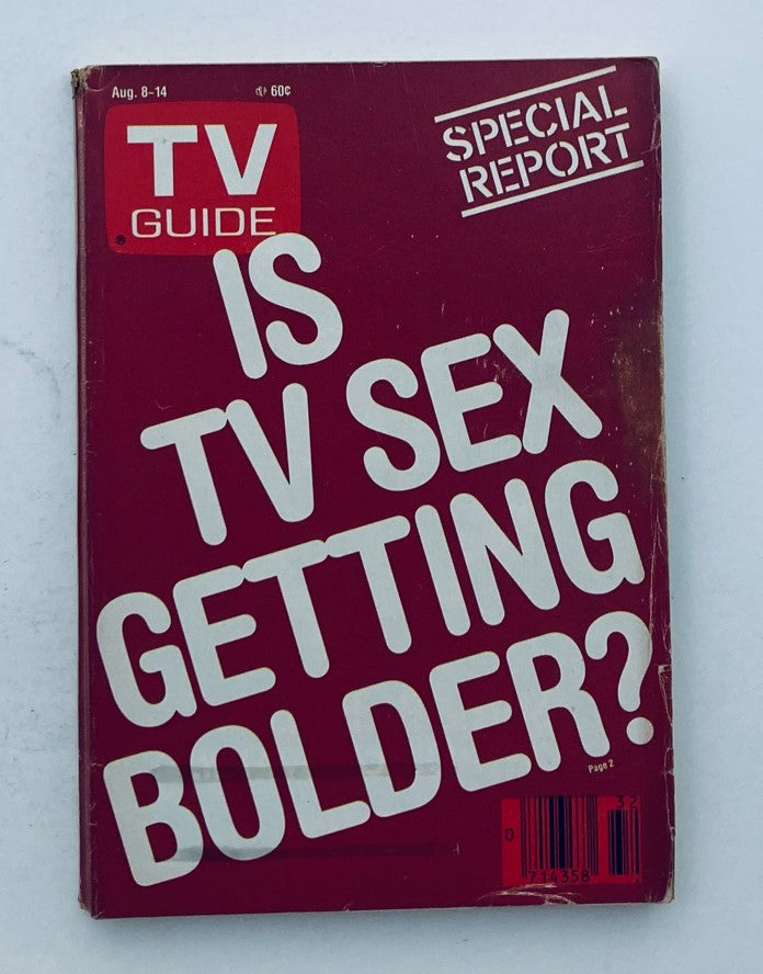 Cover of TV Guide Magazine August 8, 1987 featuring the headline 'Is TV Sex Getting Bolder?' along with the 'Special Report' label, capturing a significant moment in television history.