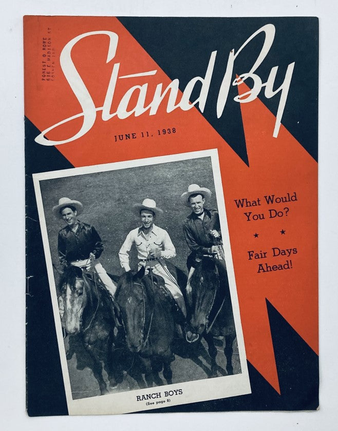 Vintage Stand By Magazine June 11 1938 The Ranch Boys & Fair Days Ahead
