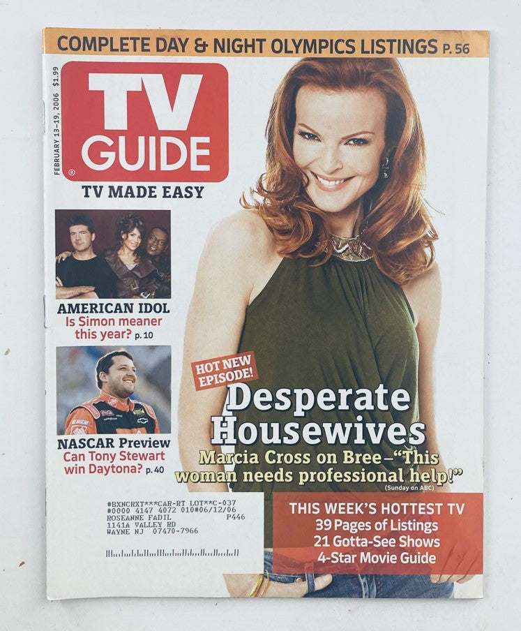 Cover of TV Guide Magazine February 13 2006 featuring Marcia Cross with a focus on her role in Desperate Housewives and the episode details