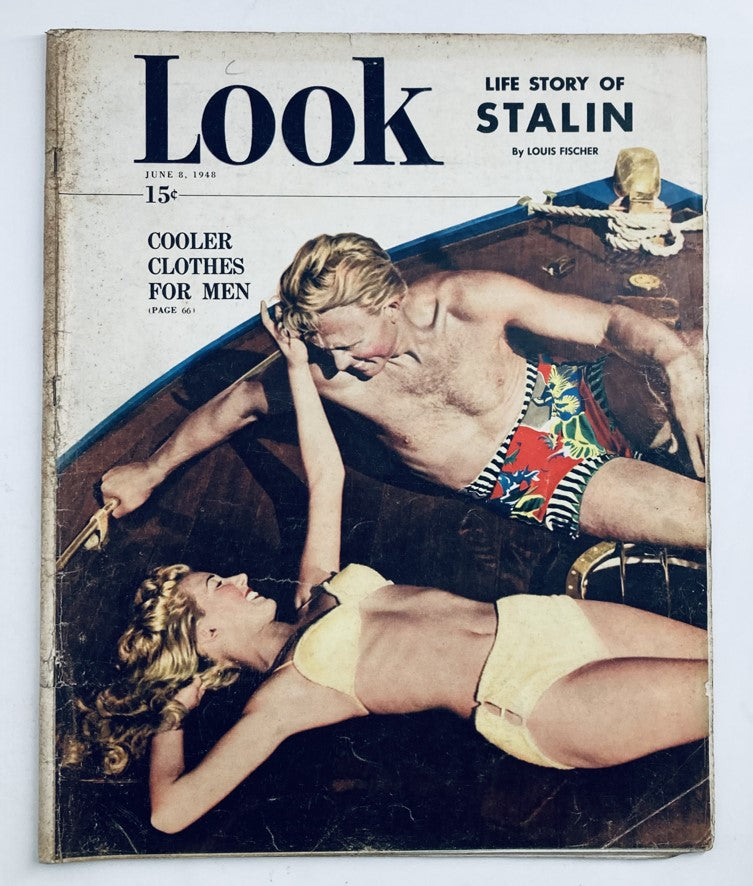 Cover of VTG Look Magazine dated June 8, 1948 featuring a man and woman in casual beach attire, capturing post-war American lifestyle. Volume 12, Issue 12.