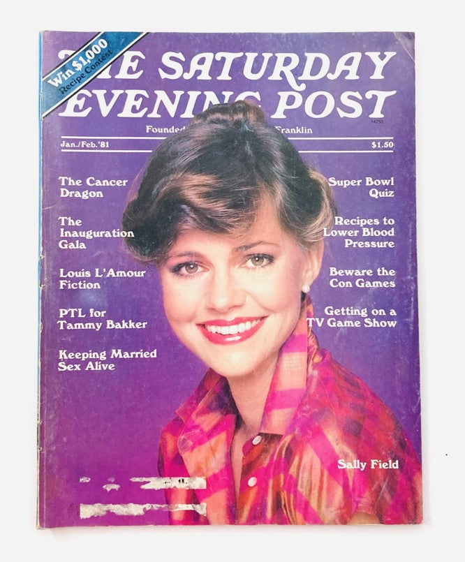 Cover of the Saturday Evening Post magazine from January 1981 featuring Sally Field, illustrated by Harry Langdon, showcasing various articles and topics of the era.