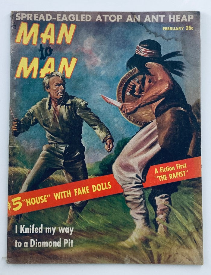 Cover of VTG Man to Man Magazine February 1958, Volume 8, Issue #4 featuring dramatic artwork and the title prominently displayed.
