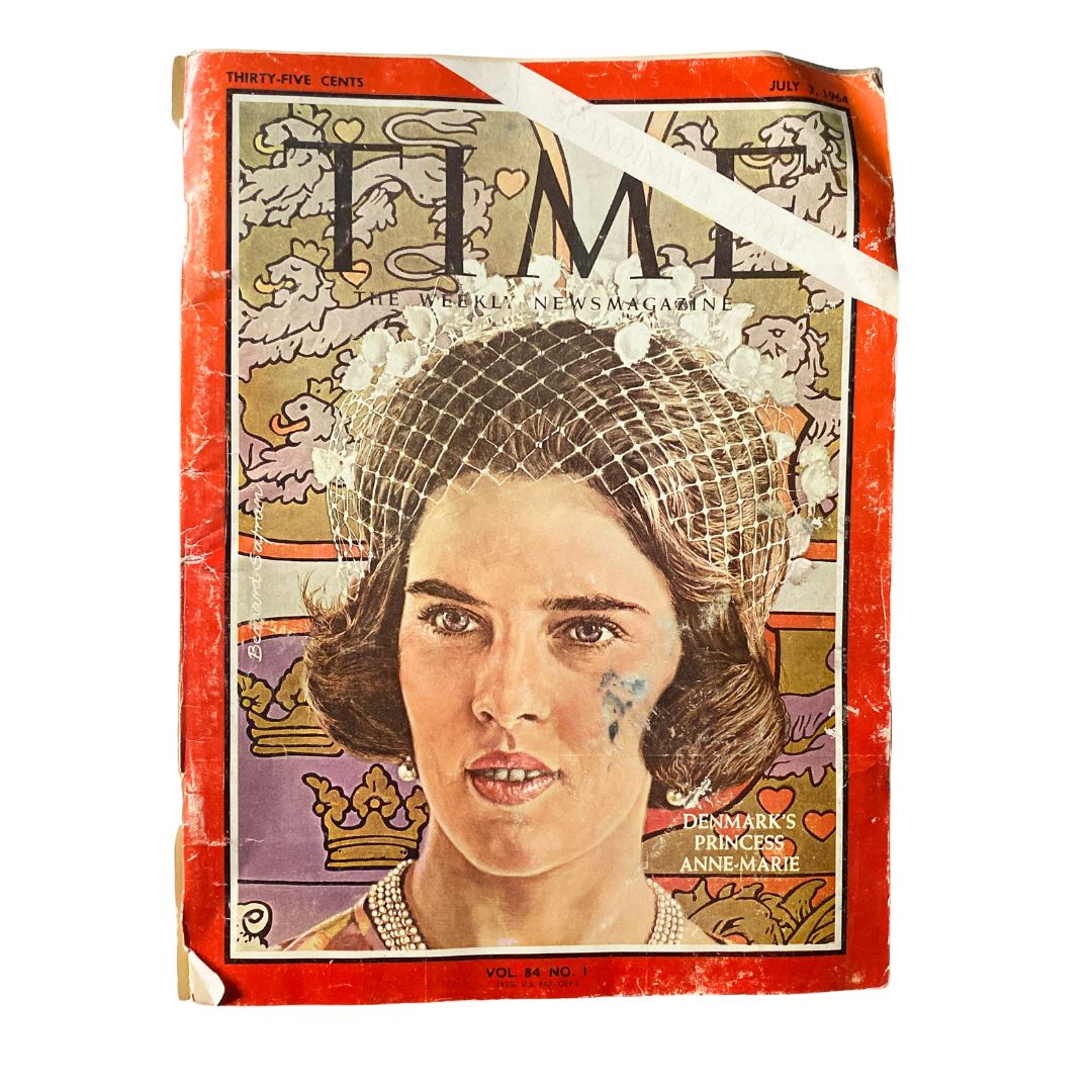 Cover of VTG Time Magazine July 3 1964 featuring Princess Anne-Marie, Volume 84 No. 1, showcasing vintage magazine art and historical nostalgia.