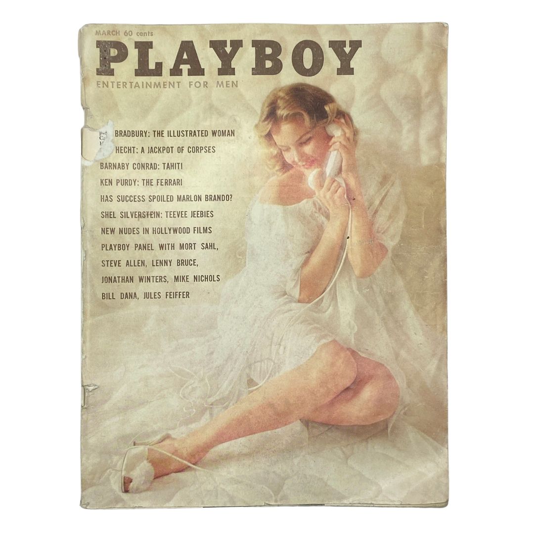 VTG Playboy Magazine March 1961 cover featuring Vargas Girls illustrations, showcasing classic vintage design and nostalgic American culture.