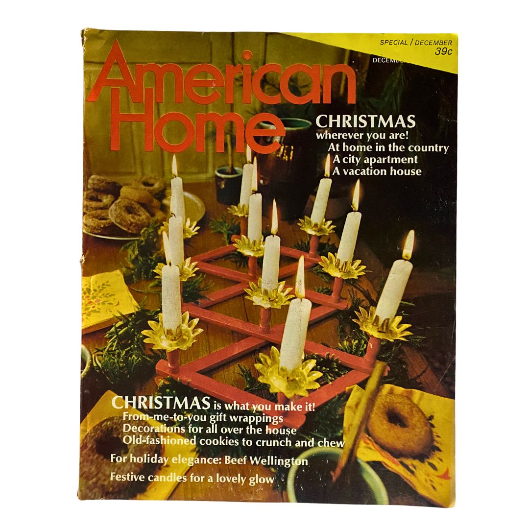 Cover of VTG American Home Magazine December 1968 titled 'Our Stories of Christmas' featuring holiday decorations and candles for Christmas planning.