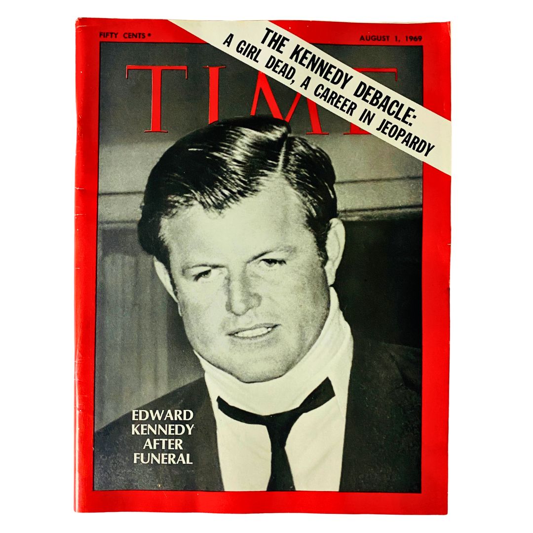 VTG Time Magazine August 1, 1969 Edition featuring Edward Kennedy After Funeral on the cover, showcasing significant historical context and journalism.