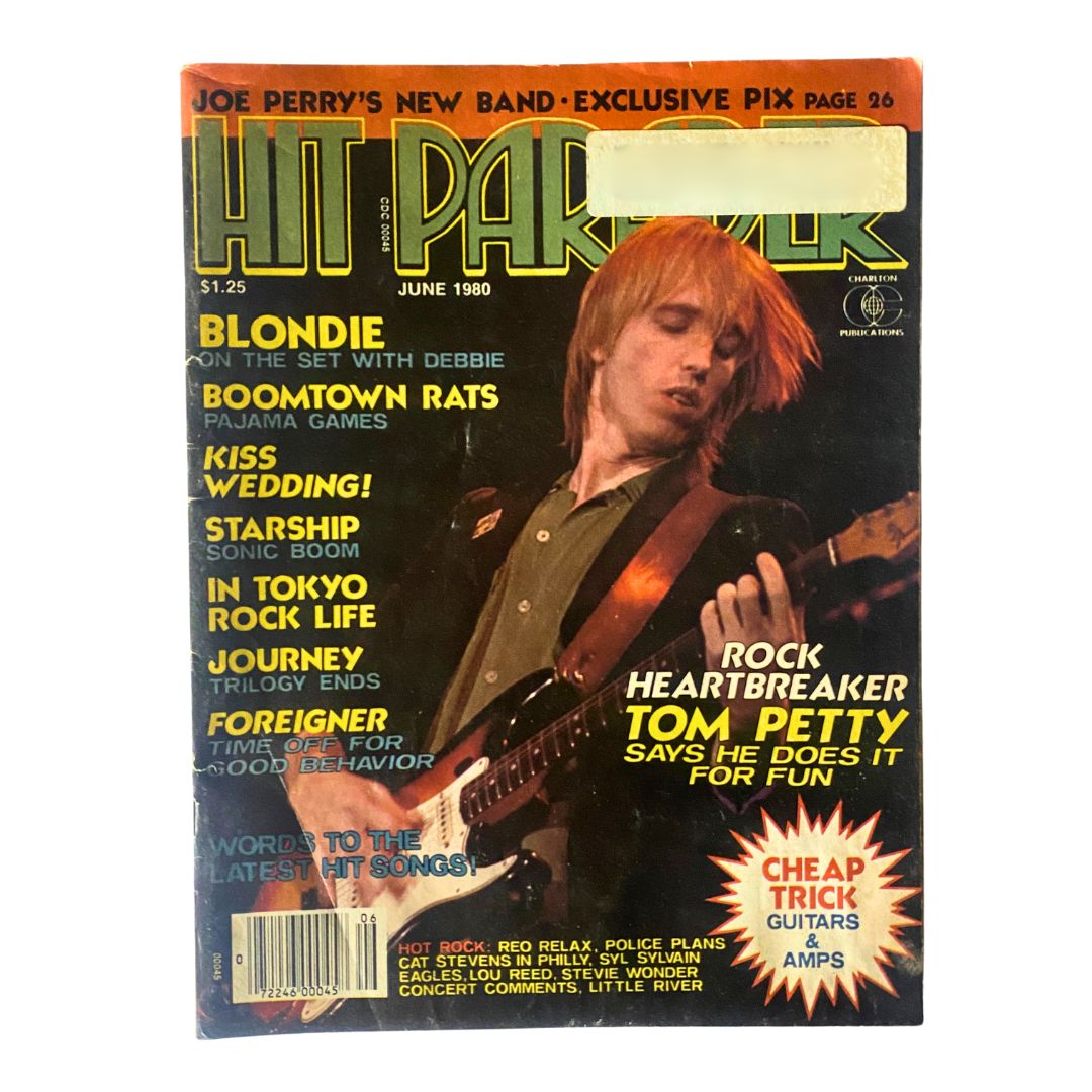 Cover of VTG Hit Parader Magazine June 1980 featuring Tom Petty. Highlights include articles on Blondie, Boomtown Rats, and a centerfold image.