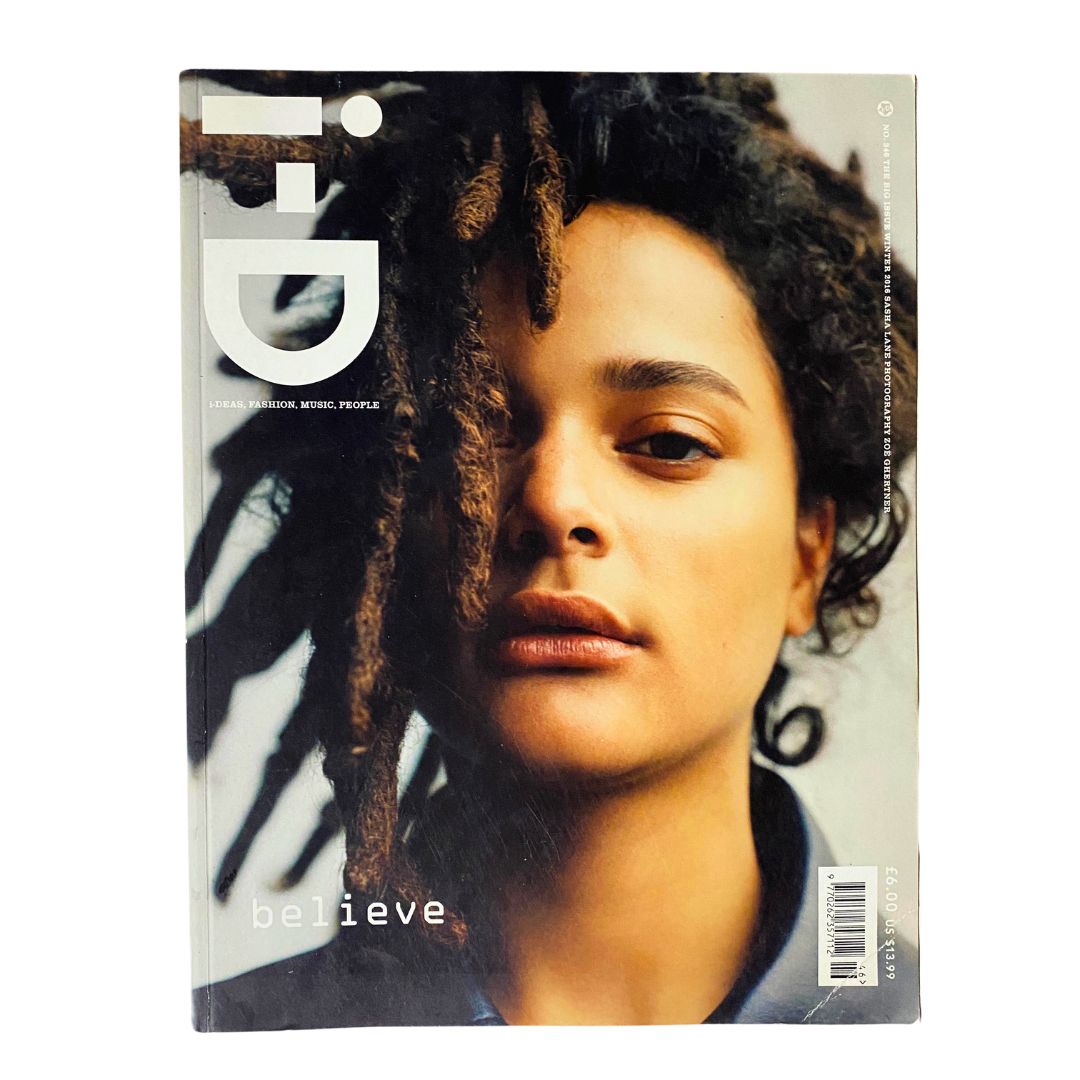 Cover of i-D Magazine Winter 2016 No. 346 featuring Sasha Lane, photographed by Zoe Ghertner, showcasing a striking portrait with dreadlocks.