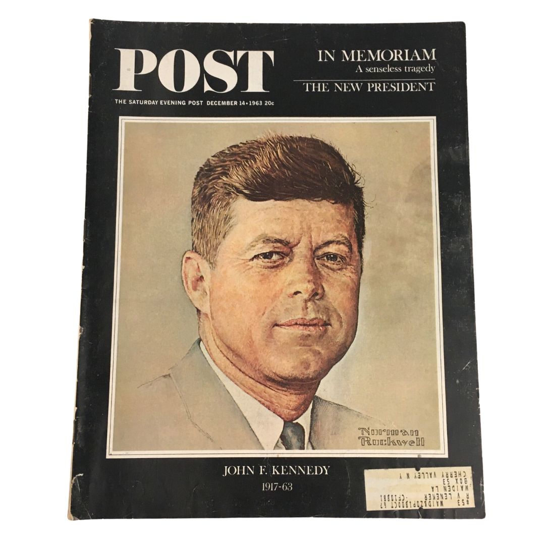 The Saturday Evening Post December 14 1963 In Memoriam of John F. Kennedy, featuring a portrait of JFK on the cover with the title 'In Memoriam' prominently displayed.