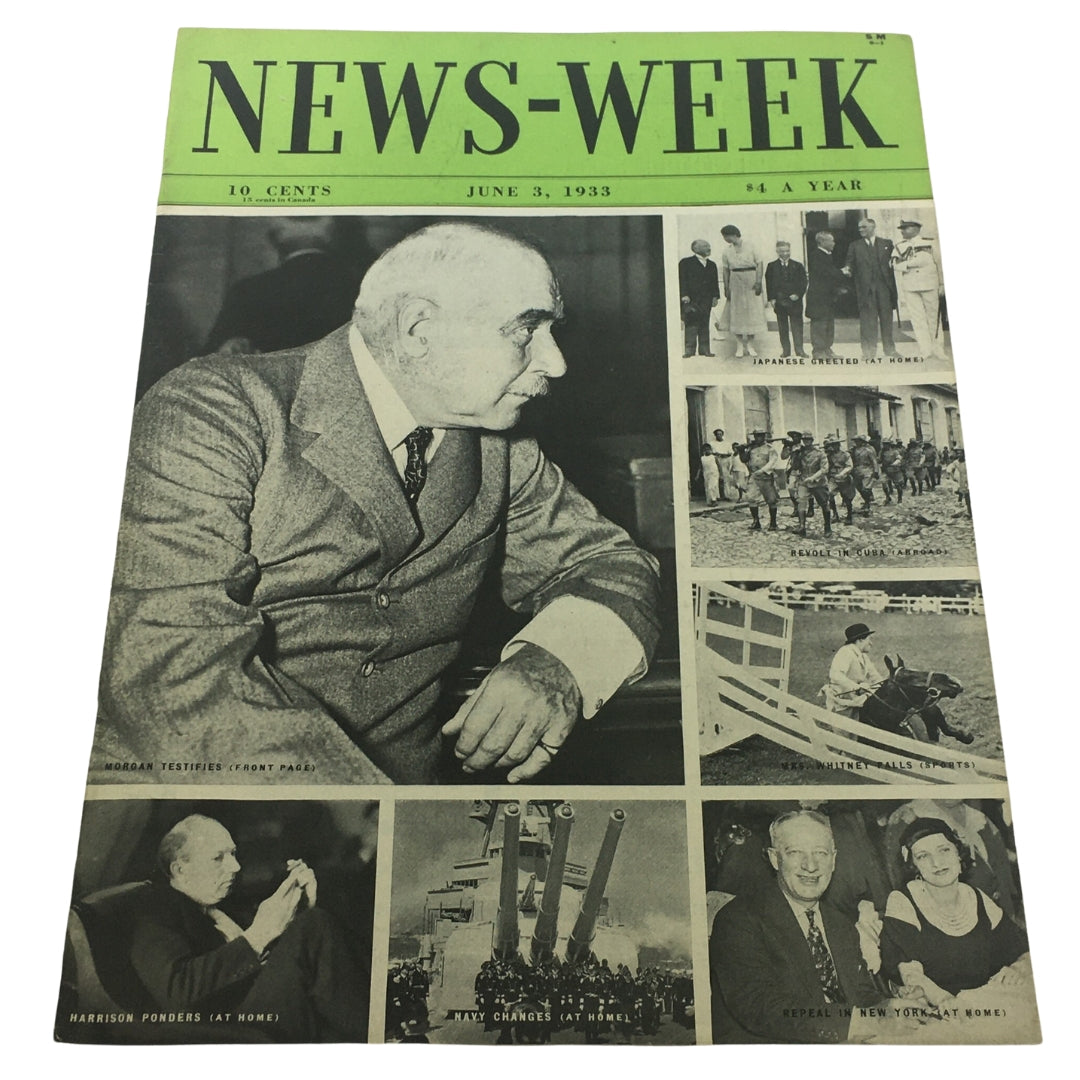 News-Week Magazine: June 3 1933 - Morgan Testifies / Harrison Ponders