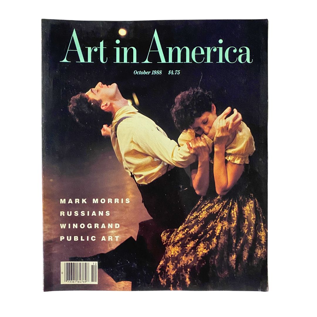 Cover of VTG Art in America Magazine October 1988 featuring Mark Morris and Teri Weksler, showcasing the title 'Art in America' and highlighting topics like 'Russians,' 'Public Art,' and 'Winograd'.