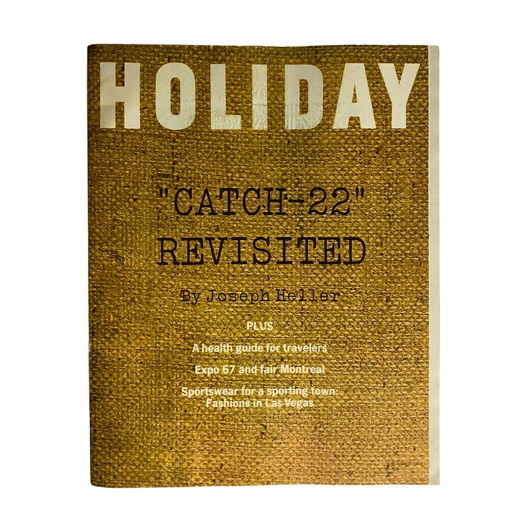 Cover of VTG Holiday Magazine April 1967, featuring 'Catch-22' Revisited by Joseph Heller, showcasing a vintage book-cover design.