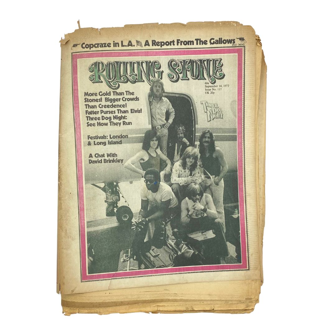 Vintage Rolling Stone Magazine September 14 1972 No. 117 Three Dog Night No Label