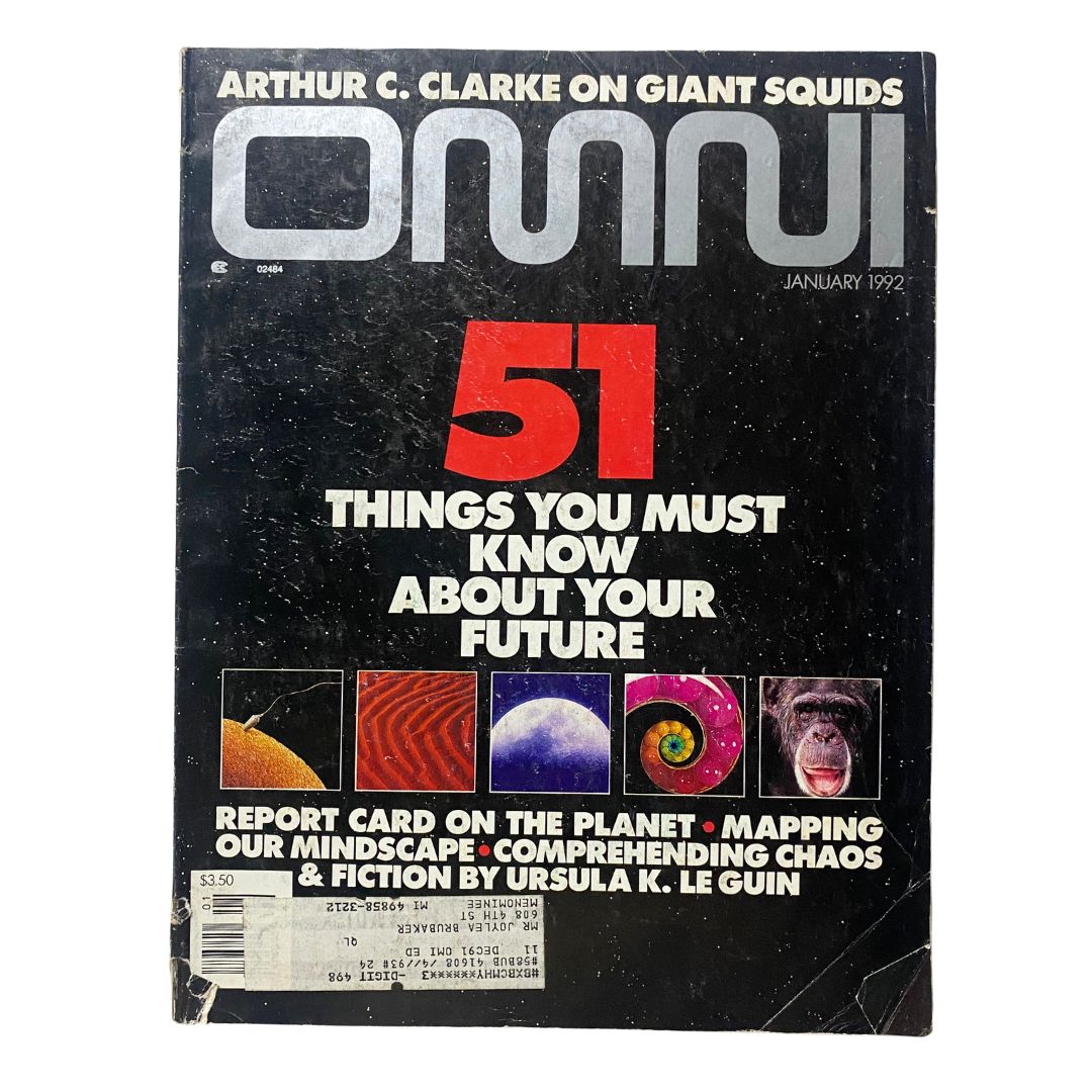 Cover of Omni Magazine January 1992 Vol 14 No. 4 featuring the title '51 Things You Must Know About Your Future' with a striking design and vibrant images, highlighting topics on technology and future insights.