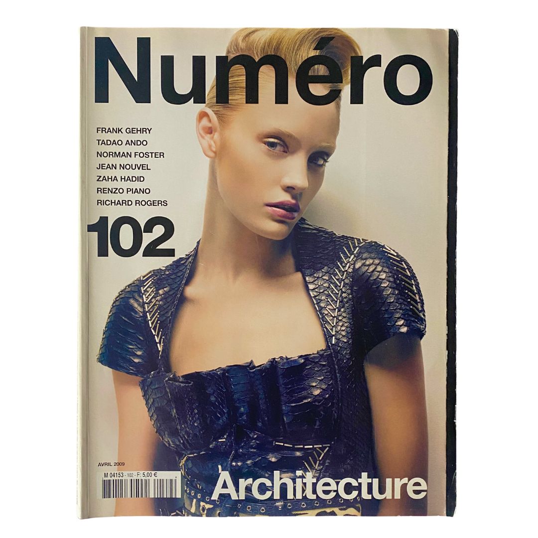 Cover of Numéro Magazine April 2009 No. 102 featuring model Heidi Mount in a stylish outfit, highlighting contemporary fashion trends.