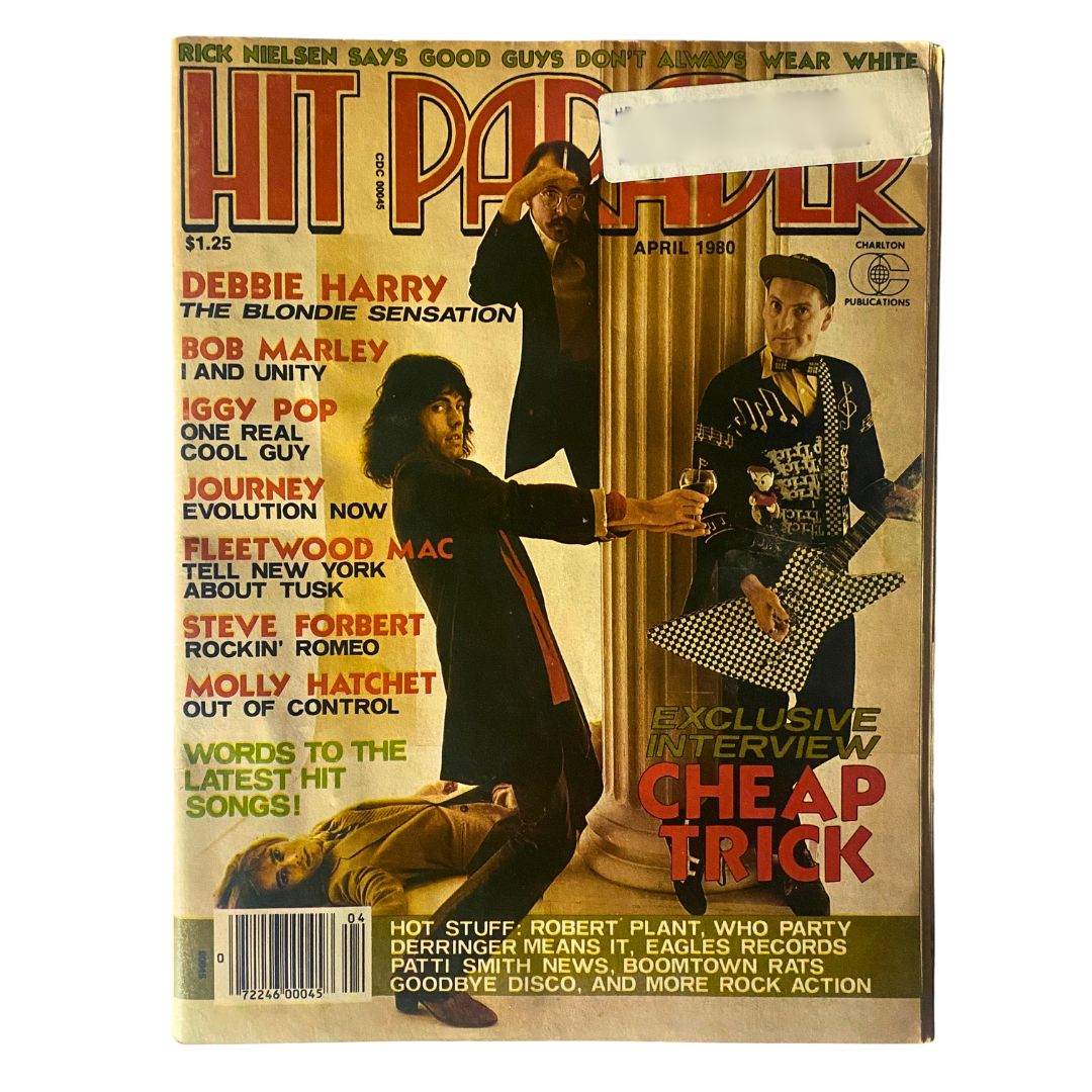 Cover of VTG Hit Parader Magazine from April 1980 featuring Bob Marley and Thunder Thumbs with headlines and promotional text about the latest in music.