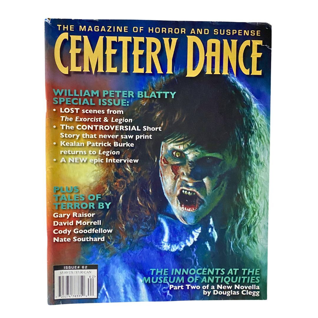 Cemetery Dance Magazine October 2009 #62 featuring a William Peter Blatty special cover, showcasing a haunting image representative of the horror genre.