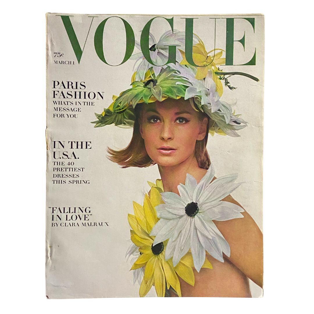 Vintage Vogue Magazine, March 1, 1964: Anne de Zogheb photographed by Bert Stern on the cover.