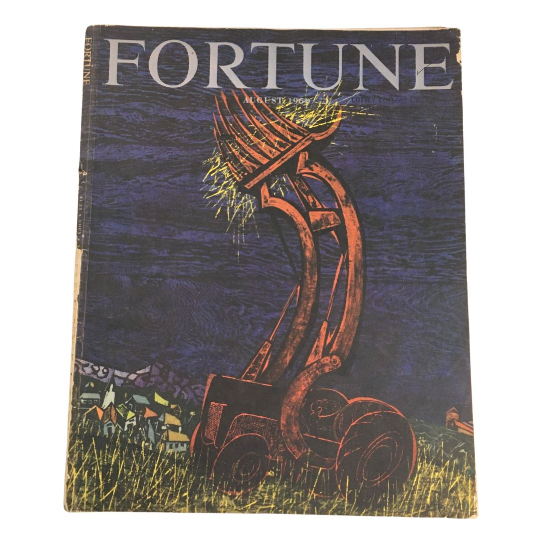 Cover of the VTG Fortune Magazine August 1950 featuring the artwork 'Winning the Battle of Timber' by Antonio Frasconi, depicting a vintage illustration related to the timber industry.