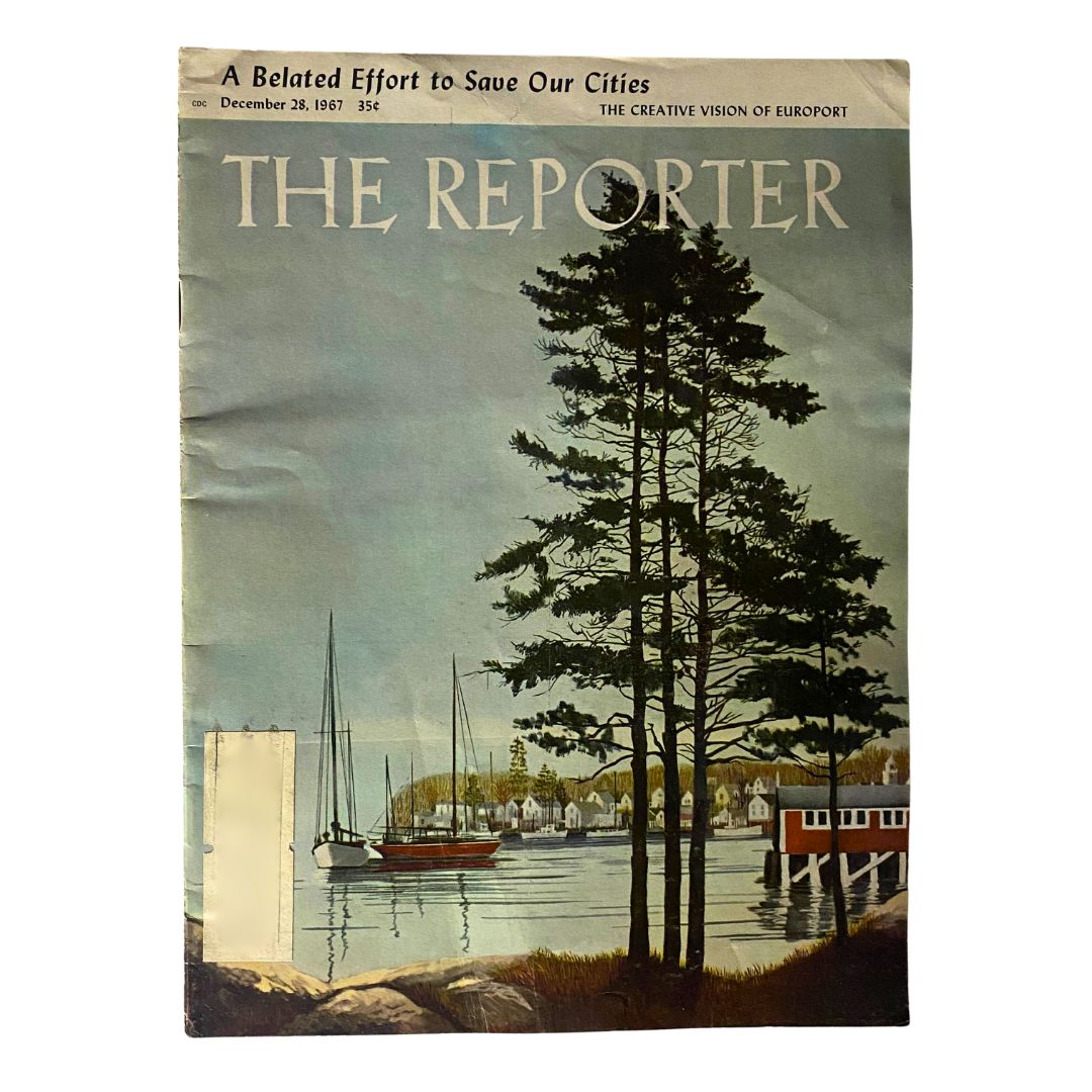 VTG The Reporter Magazine December 28 1967 featuring the cover illustration with trees and boats at a dock, titled 'A Belated Effort to Save Our Cities.'