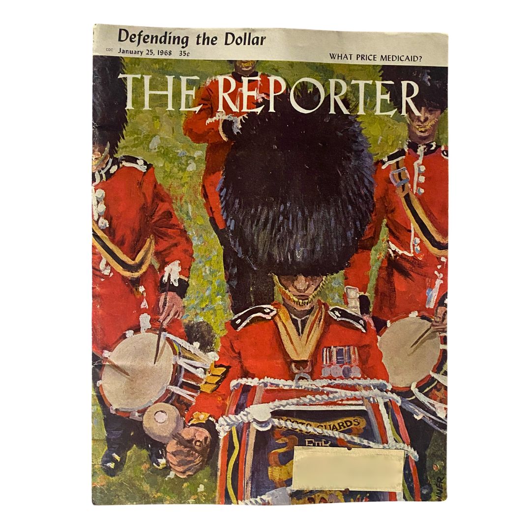 Cover of VTG The Reporter Magazine January 25 1968, featuring soldiers in red uniforms with fur hats, highlighting the article 'Defending the Dollar'.