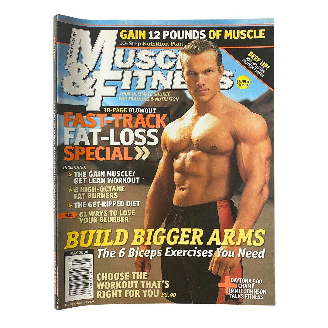 Cover of Muscle & Fitness Magazine May 2006 featuring Tomm Voss, showcasing fitness tips and training advice.