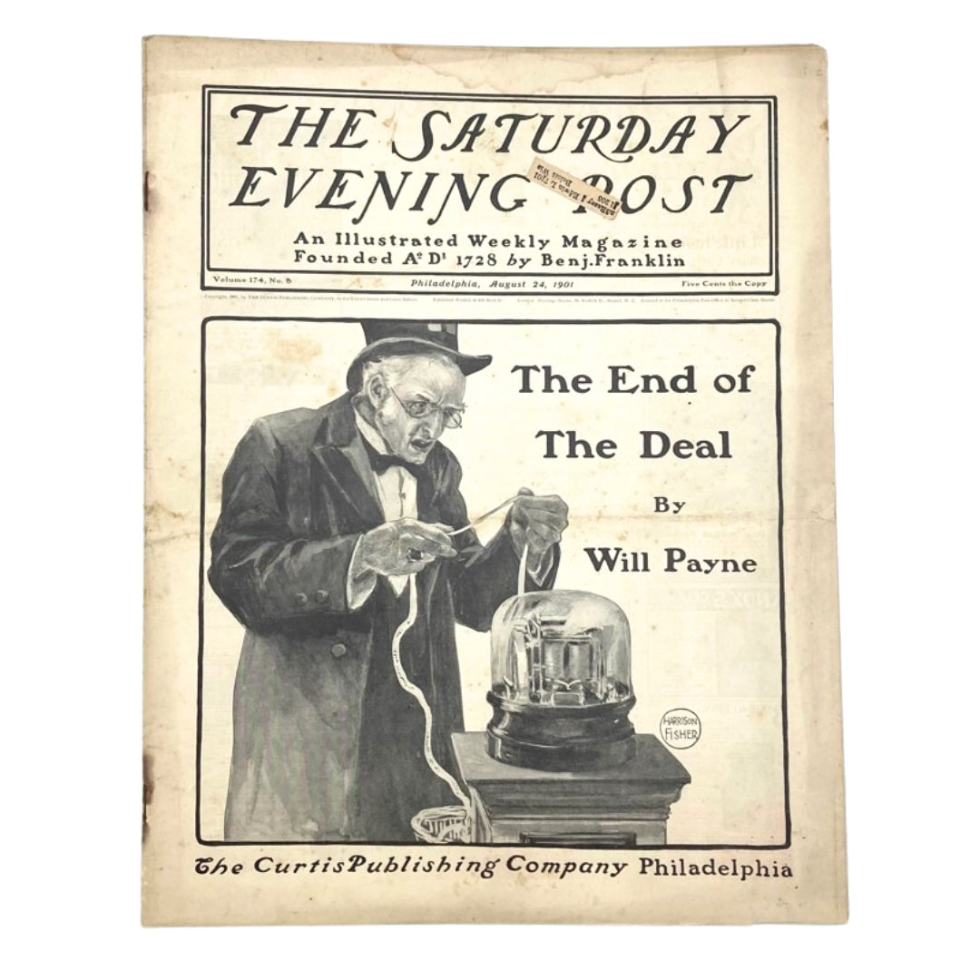 Cover of The Saturday Evening Post, August 24, 1901, featuring an illustrated cover with 'The End Deal