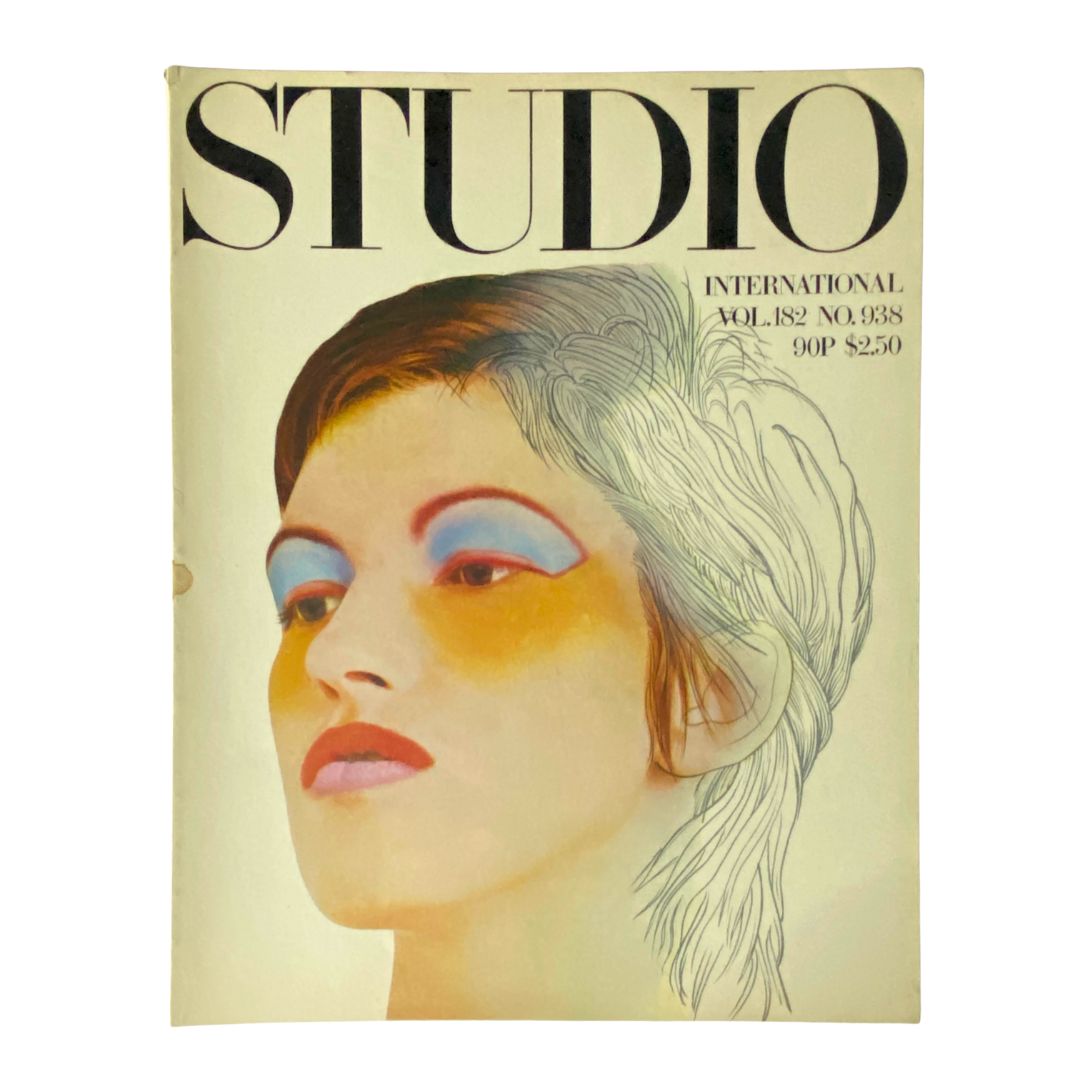 Cover of VTG Studio International Magazine November 1971 featuring an artistic portrait of a woman with vibrant makeup. Title: VTG Studio International Magazine November 1971 Cryla The Proven Artist No Label.