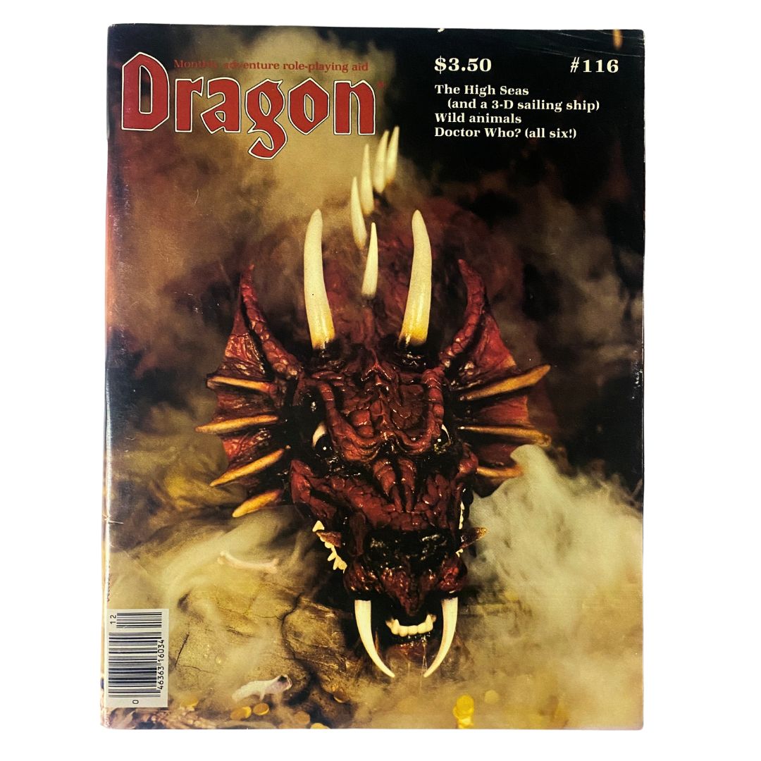 Cover of VTG Dragon Magazine December 1986 No. 116 featuring the iconic image of a red dragon.