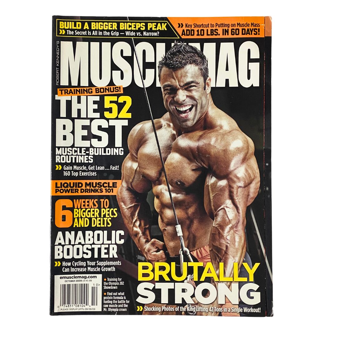 Cover of MuscleMag Magazine October 2009 No. 329 featuring Eduardo Correa, showcasing bodybuilding insights, training tips, and nutrition advice for fitness enthusiasts.