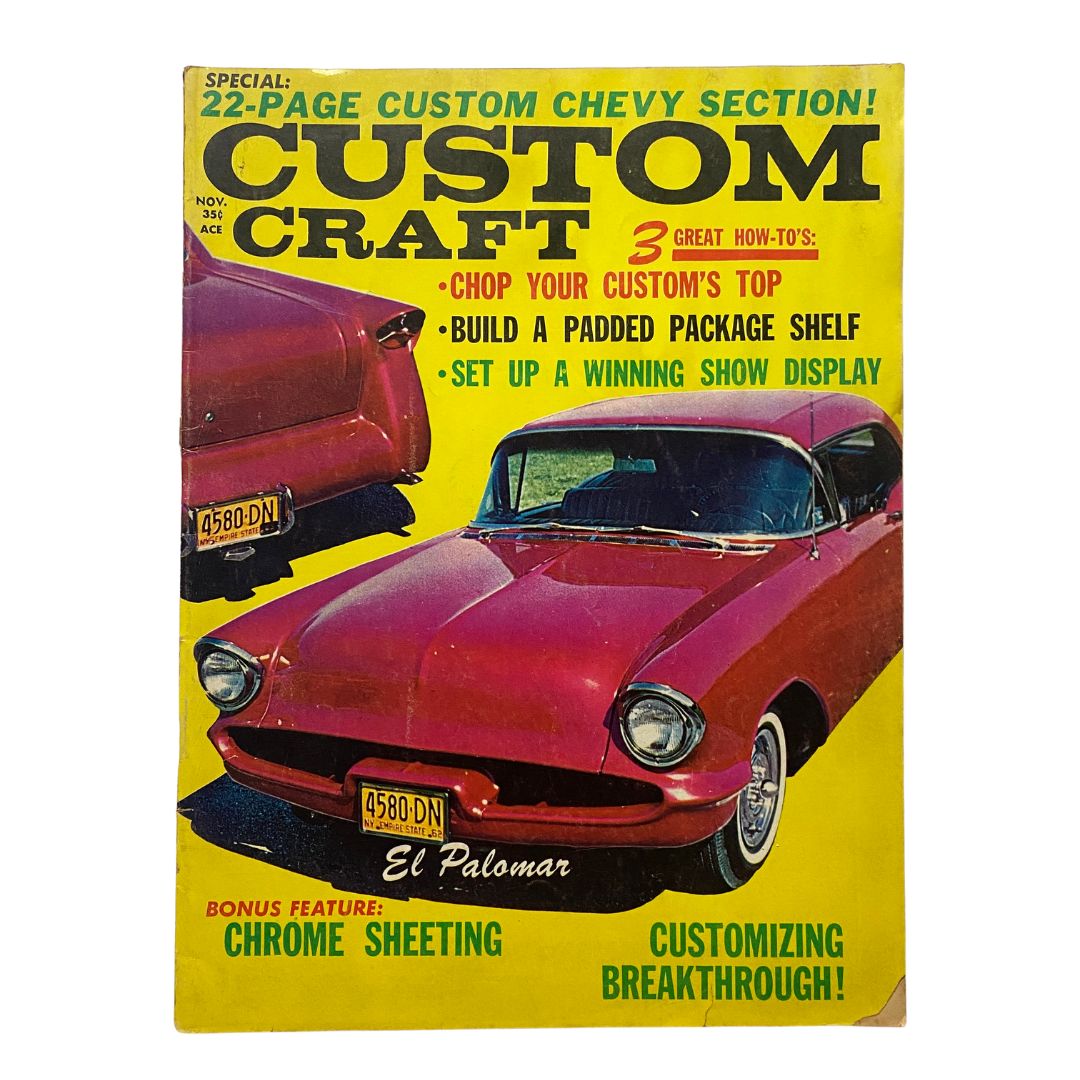 Cover of VTG Custom Craft Magazine November 1963 No. 26 The Golden Nugget featuring a red customized car, highlighting unique crafting projects and techniques from the 1960s.