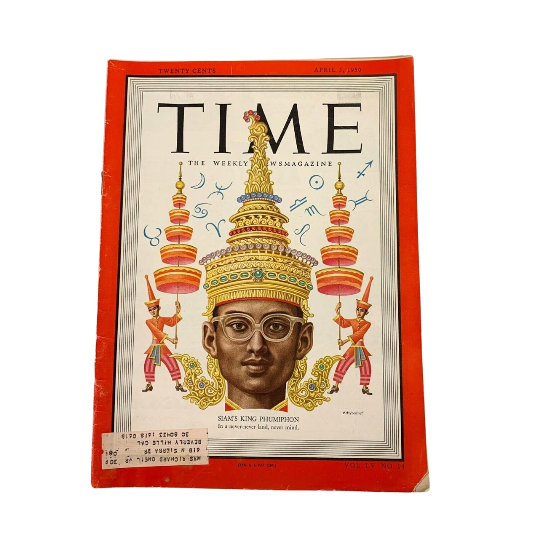 Time Magazine April 3 1950 Vol. 55 No. 14 Siam's King Phumiphon