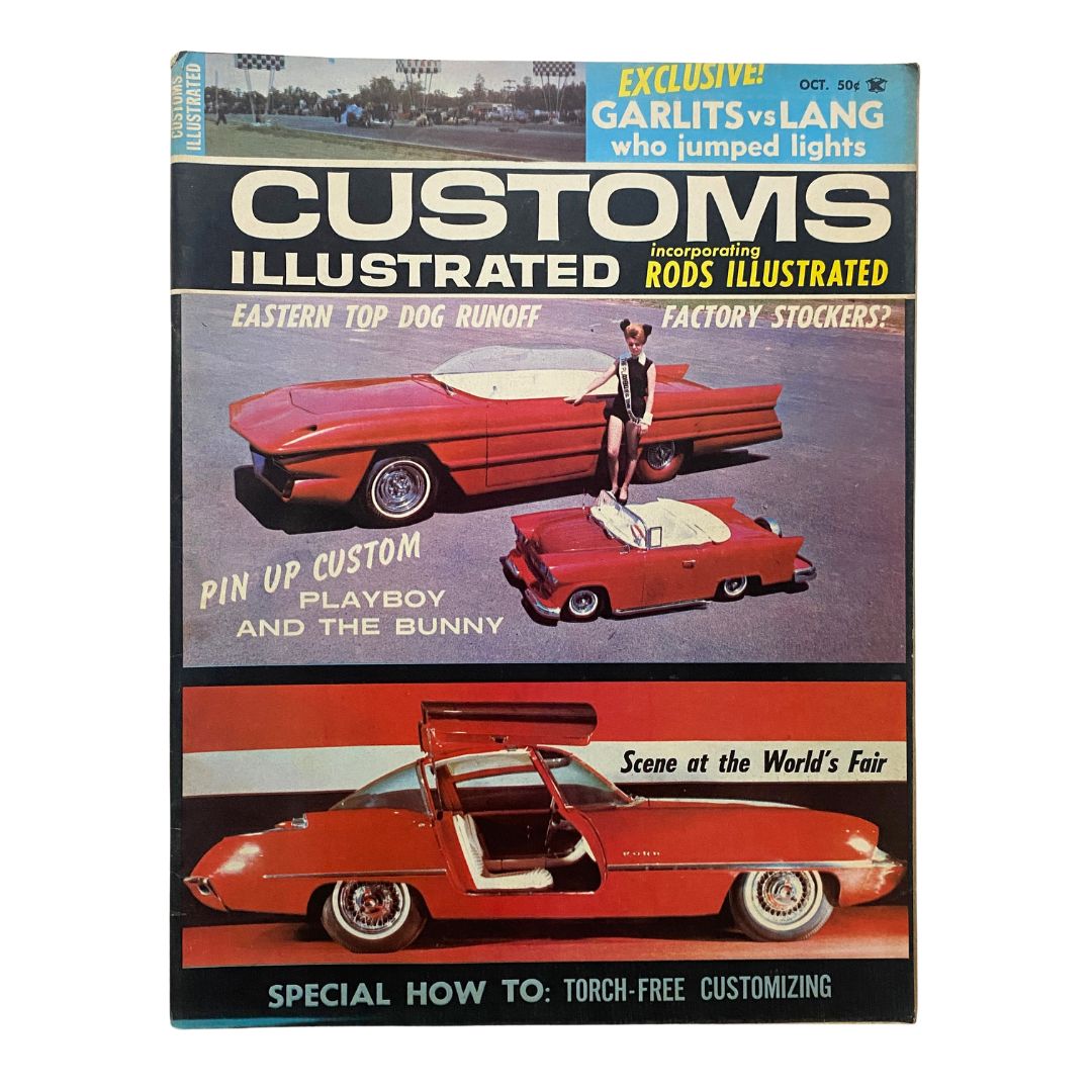 VTG Customs Illustrated Magazine October 1964 cover featuring Playboy and The Bunny with a custom car and detailed graphics.