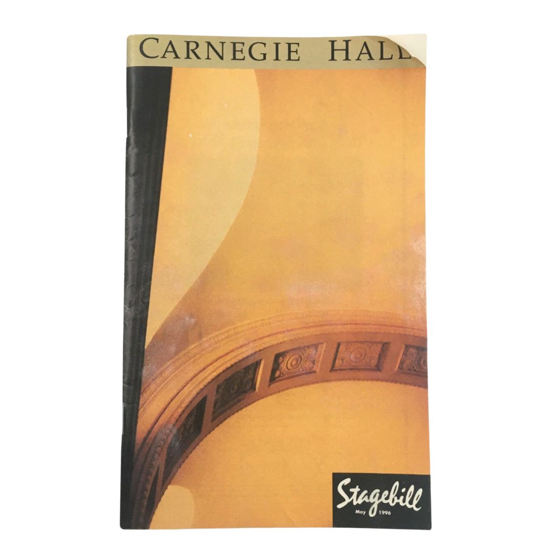 Cover of the 1996 Stagebill Toshiba Philharmonic Orchestra at Carnegie Hall featuring an elegant architectural detail from the hall's interior.