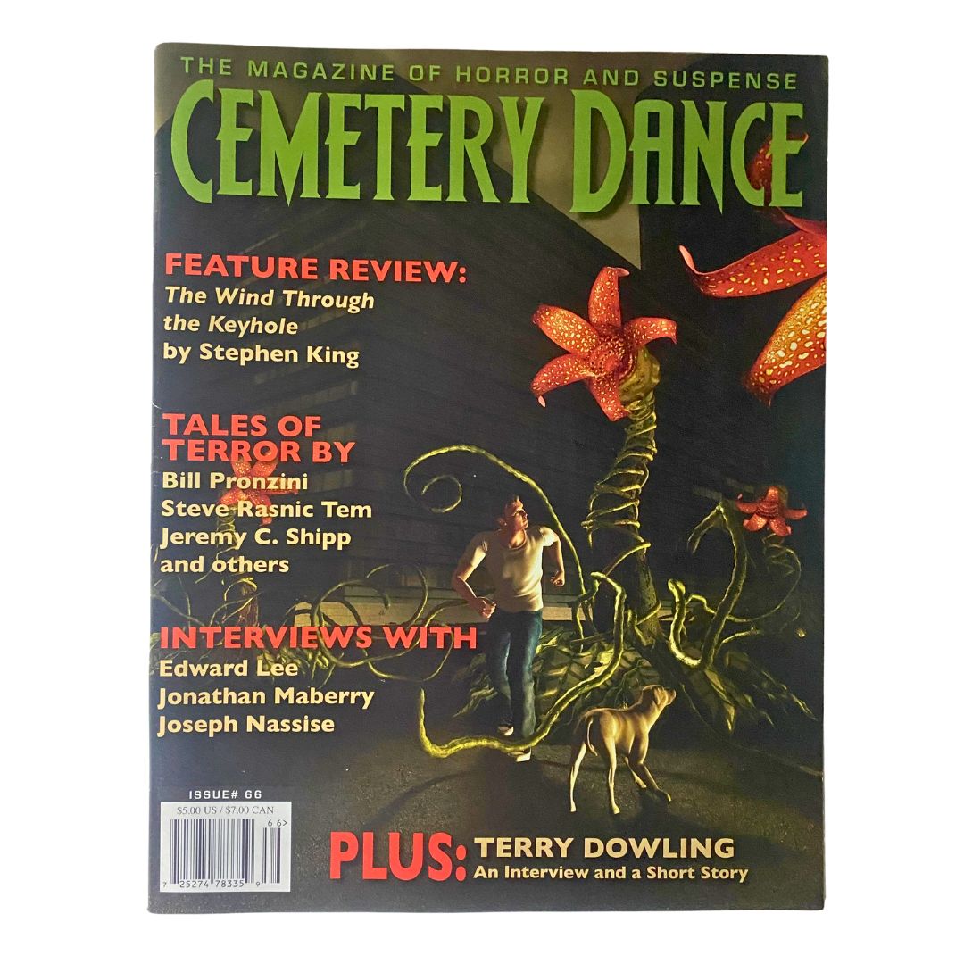 Cemetery Dance Magazine April 2012 Issue #66 featuring horror and suspense content, including tales by Bill Pronzini and interviews with notable writers, highlighted by striking cover art.