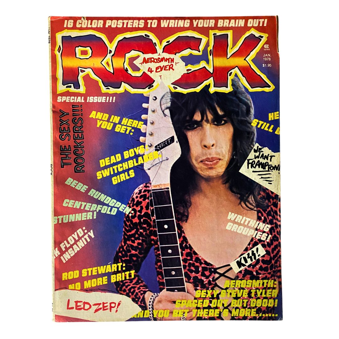 VTG Rock Magazine January 1978 featuring Steve Tyler on the cover with vibrant graphics and bold headlines.