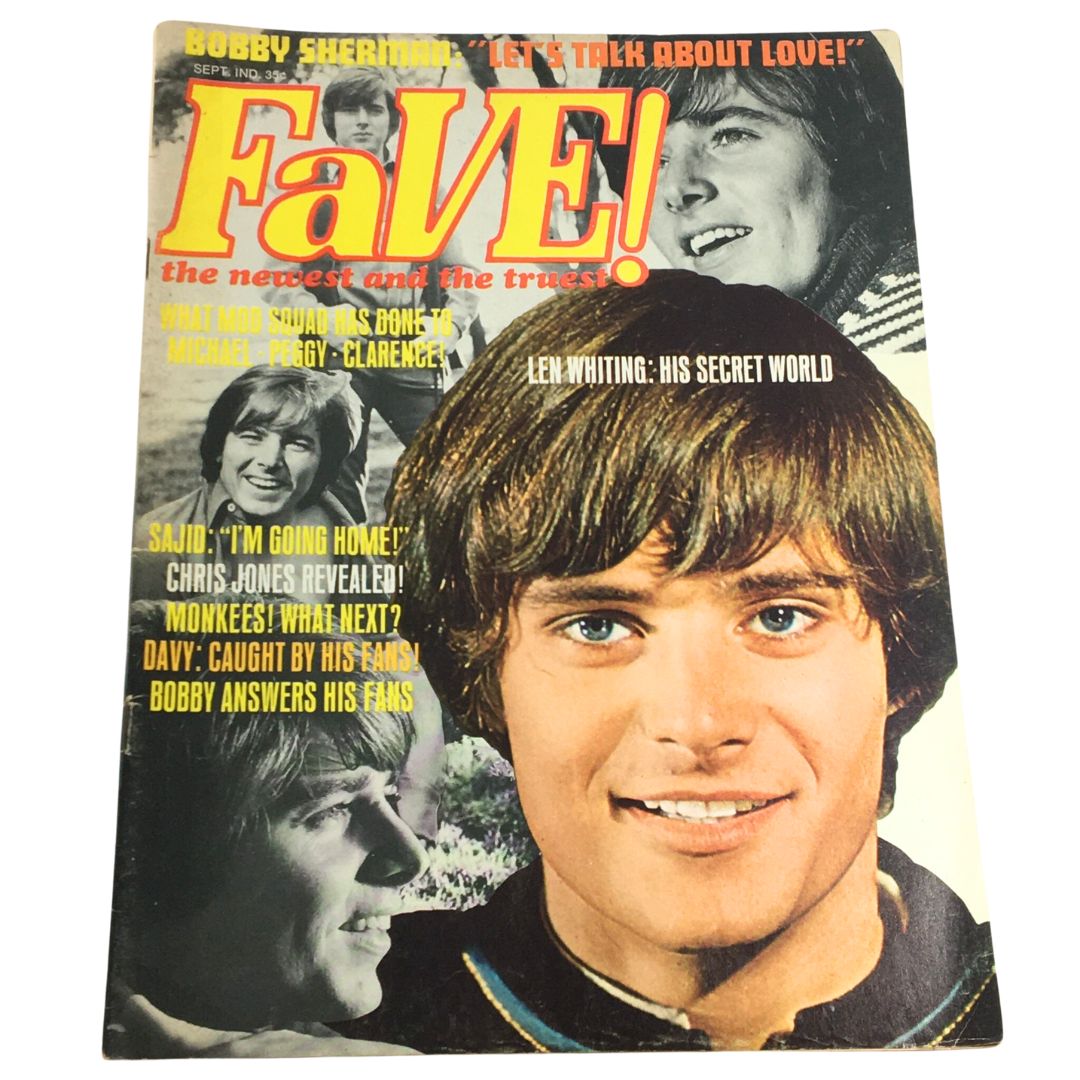 Cover of VTG Fave Magazine 1968 Vol 3 #1 featuring Bobby Sherman and Len Whiting, showcasing vibrant vintage design and celebrity culture.