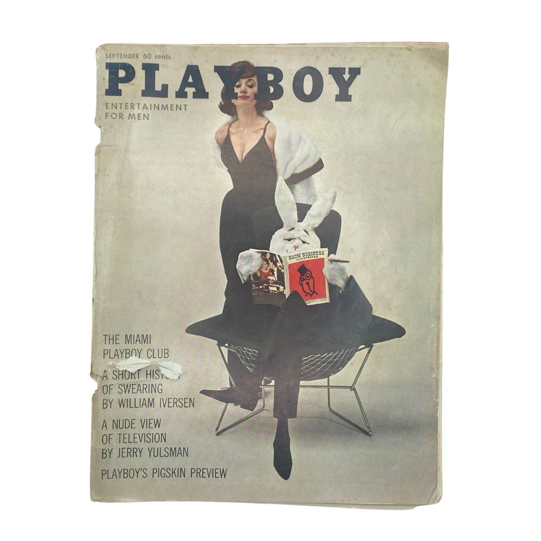 VTG Playboy Magazine September 1961 cover featuring Christa Speck in glamorous attire, highlighting vintage entertainment for men.