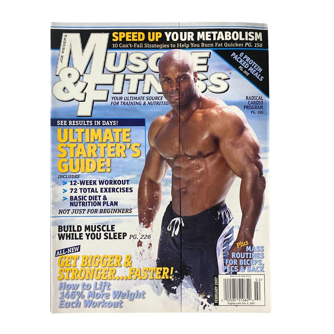 Muscle & Fitness Magazine February 2007 featuring Morris Mendez on the cover. This vintage issue highlights fitness trends, workouts, and nutritional tips from the early 2000s, appealing to collectors and enthusiasts.