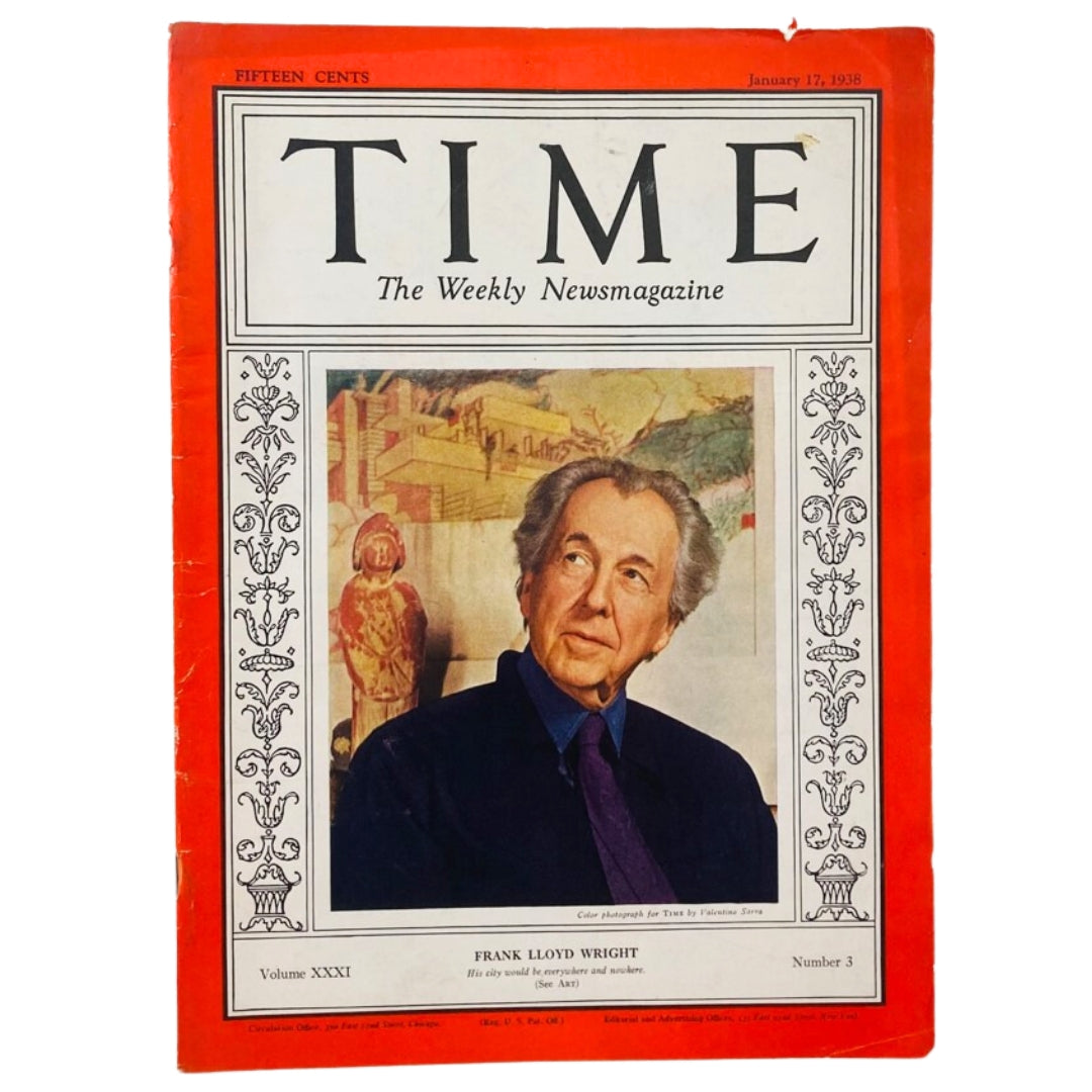 Time Magazine January 17 1938 Vol 31 No. 3 Frank Lloyd Wright