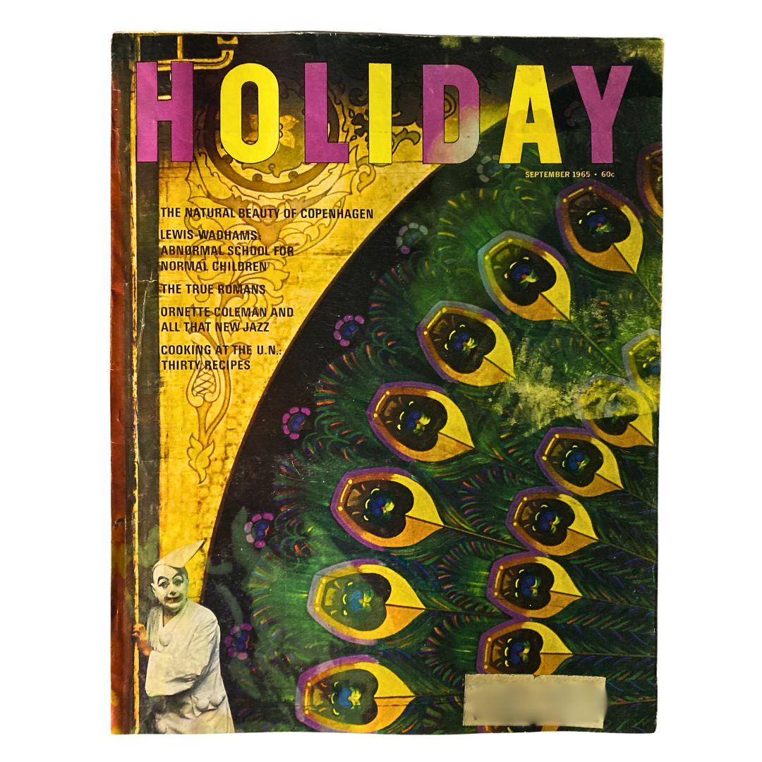 Cover of VTG Holiday Magazine September 1965 featuring vibrant artwork and the title prominently displayed, showcasing the theme of 'The Pantomime Theater'.