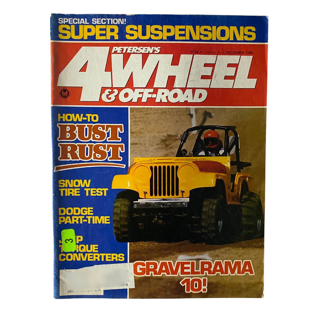 Cover of Petersen's 4-Wheel & Off-Road Magazine December 1980 featuring the article 'How-To Bust Rust', showcasing a yellow off-road vehicle on a dirt track.