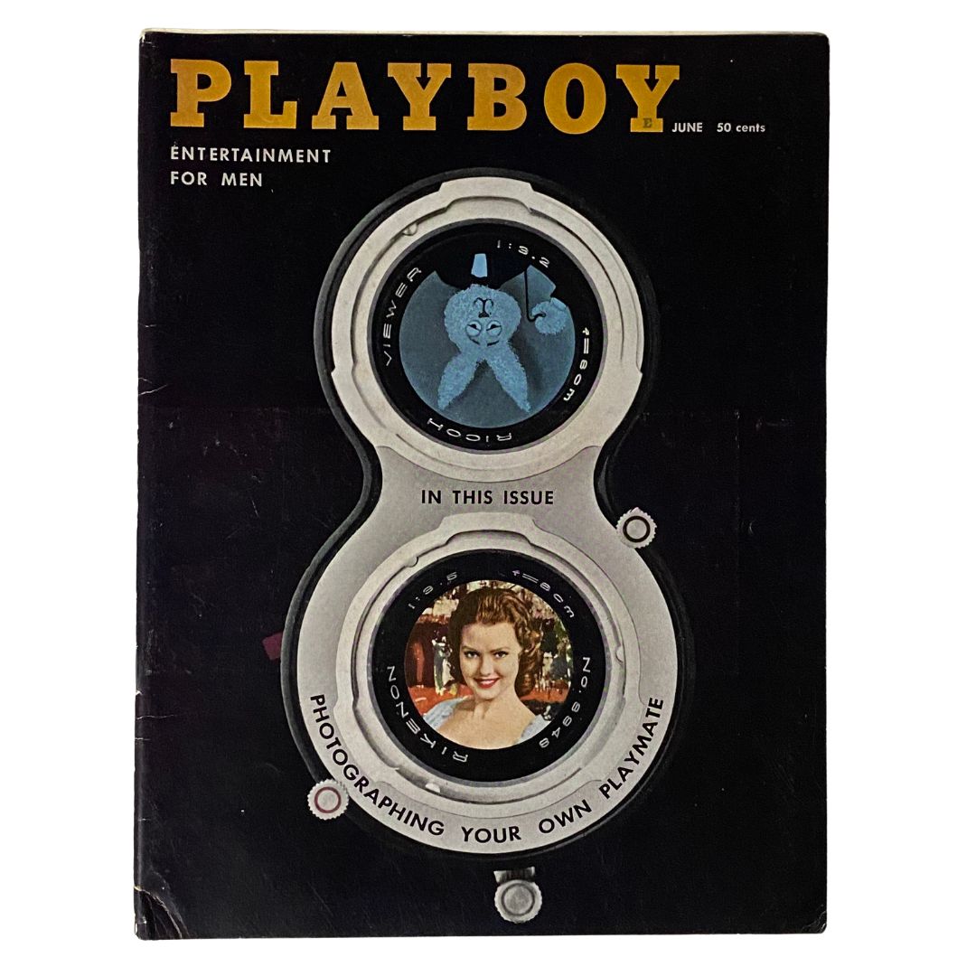 Cover of VTG Playboy Magazine June 1958 featuring Playmate Judy Lee Tomerlin, showcasing vintage pop culture with iconic graphics and themes.