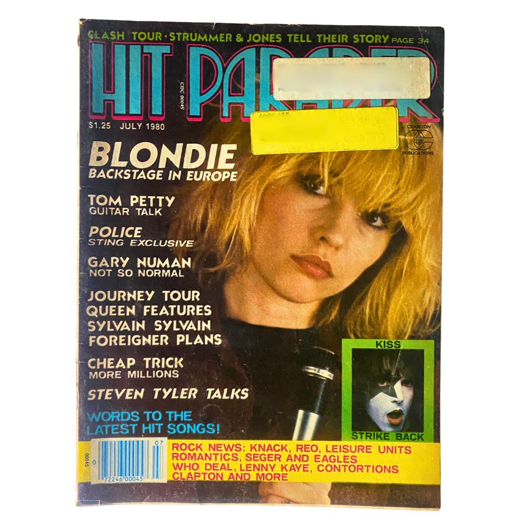 VTG Hit Parader Magazine July 1980 featuring Blondie on the cover, showcasing their backstage experience in Europe, complemented by a sensational Kite centerfold.